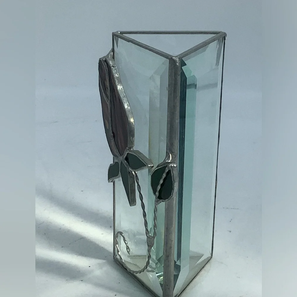 Stained Glass 5” Triangular Vase